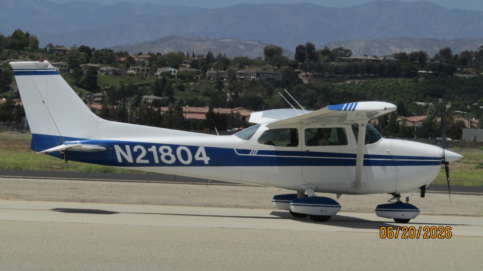 Repertory photograph of a 1974 Cessna 172M Skyhawk N21804 at Camarillo; it does not depict the current 172S.